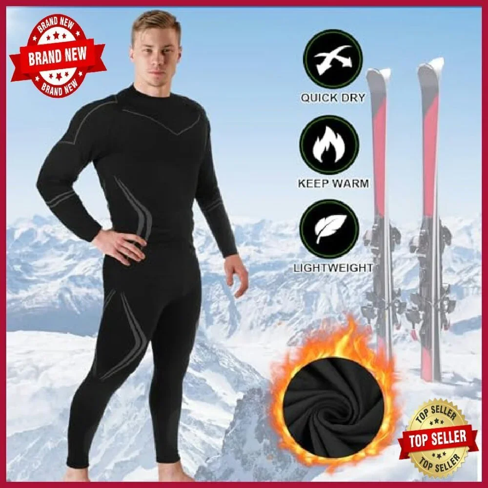 Men's Thermal Base Layer Set Quick Drying Moisture Wicking Winter Sports